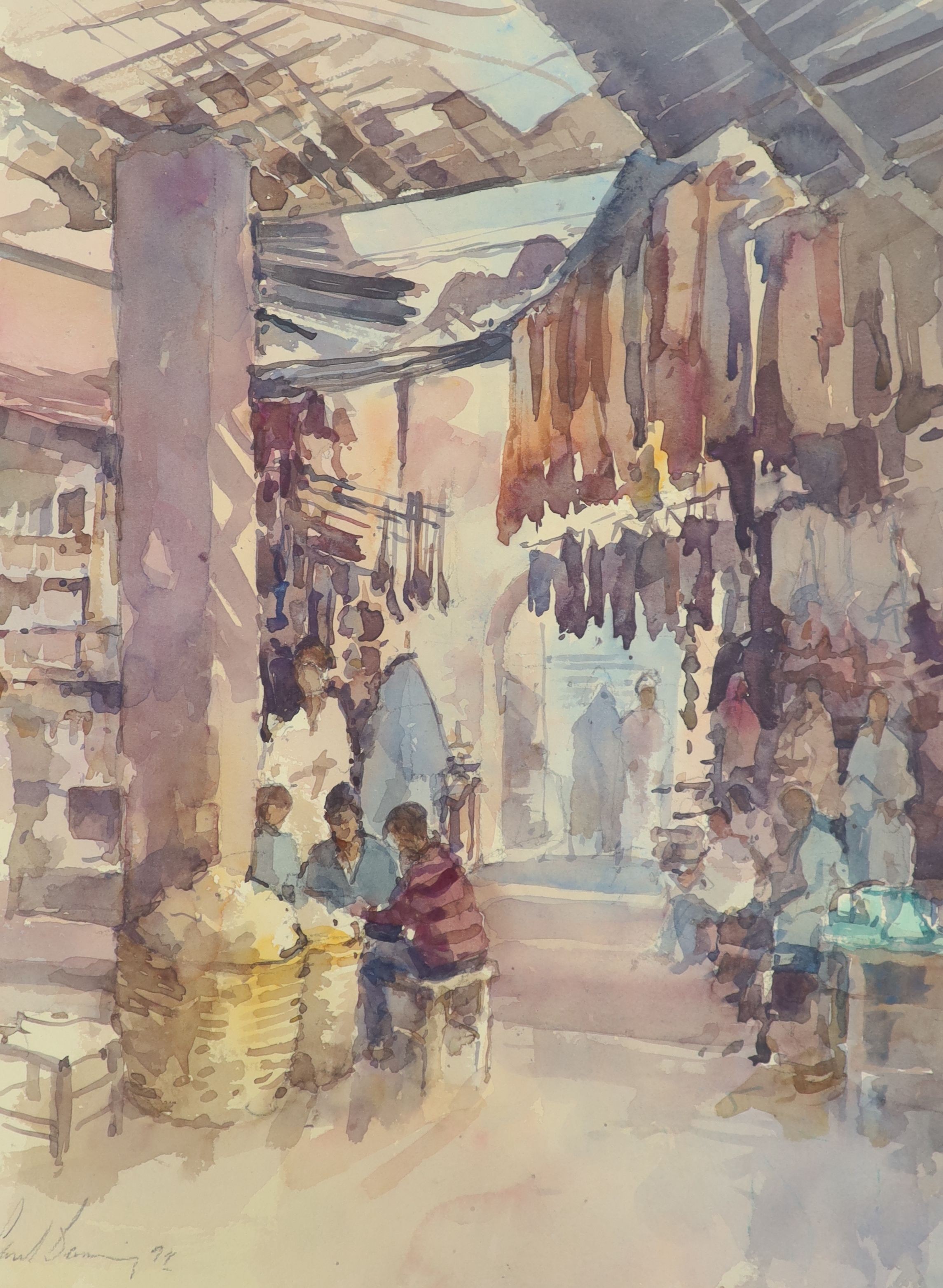 Paul Banning RI, RSMA (1934-), watercolour, Chinese laundry, signed, 48 x 36cm